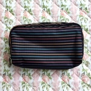 Lesportsac pouch bag rainbow stripes travel zipper cosmetic
